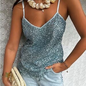 BNWT Never Fully Dressed - Sequin Blue Cami Top